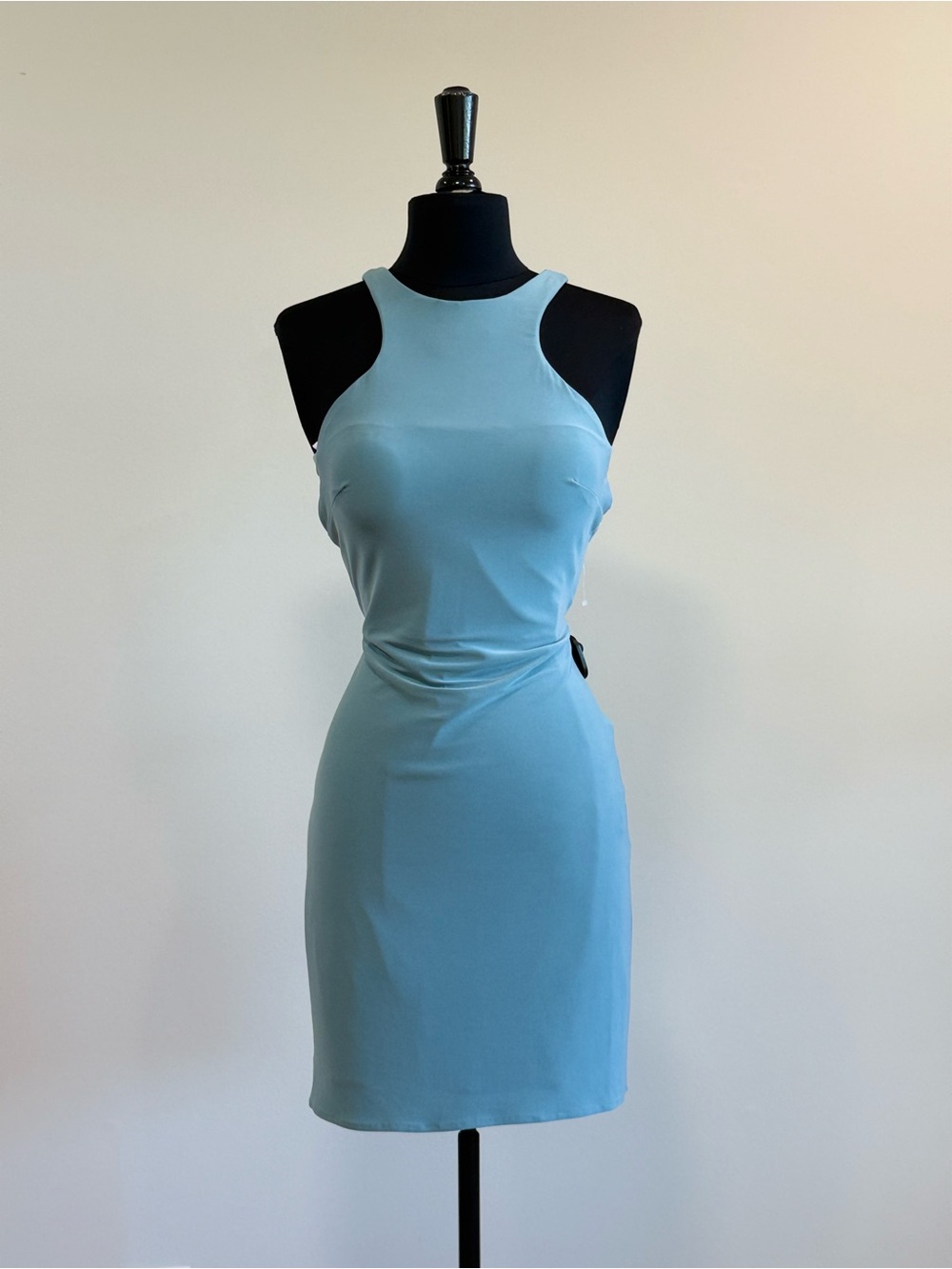 Alyce Paris Backless Sheath Dress in Light Blue
